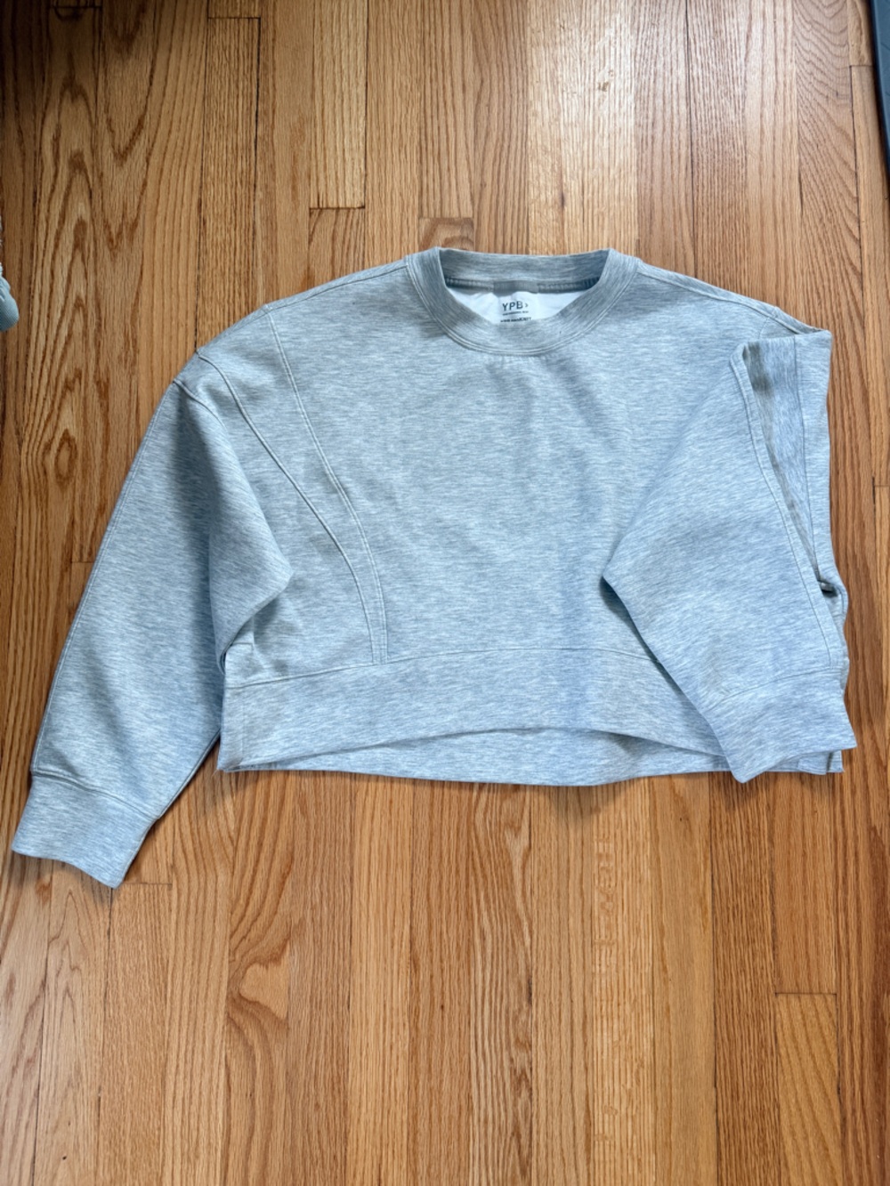 YPB Abercrombie Light Gray Cropped Crewneck Sweatshirt